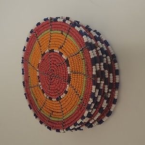 Set of 6 decorative, beaded coasters